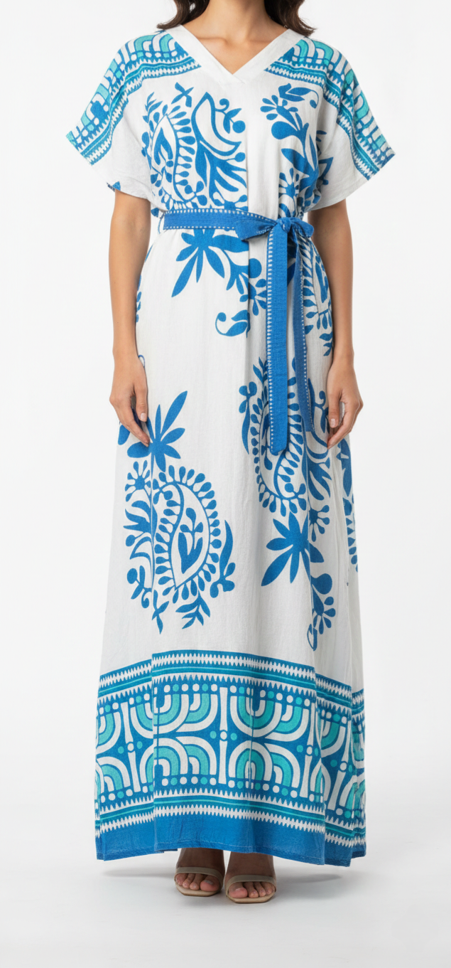 Vestido tipo bata con diseño botánico: Paquete mayoreo 3 piezas