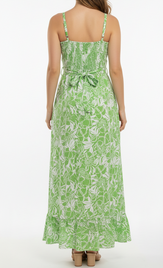 Vestido de tirante floral cruzado con olanes: Paquete mayoreo 3 piezas