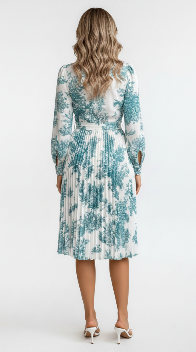 Vestido mindi manga larga plisado: Paquete mayoreo 3 piezas