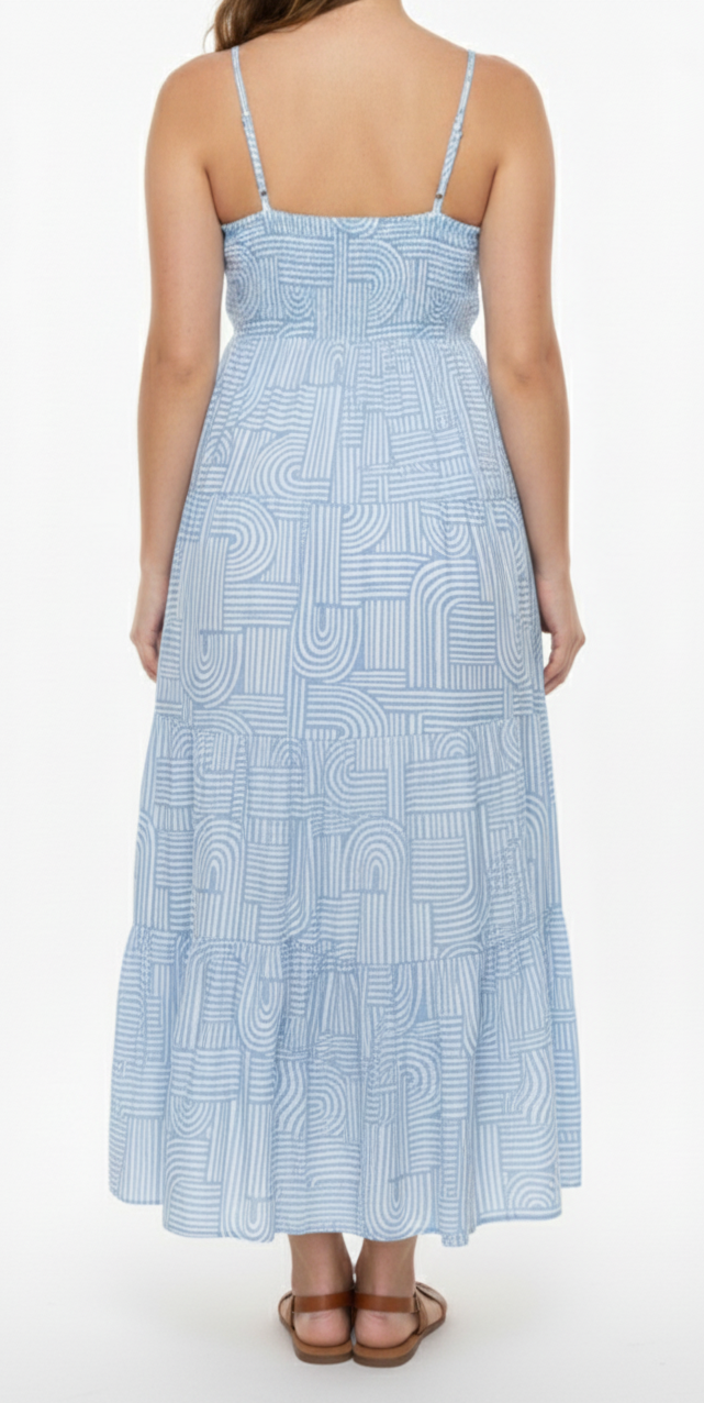 Vestido largo con tirantes celeste: Paquete mayoreo 3 piezas