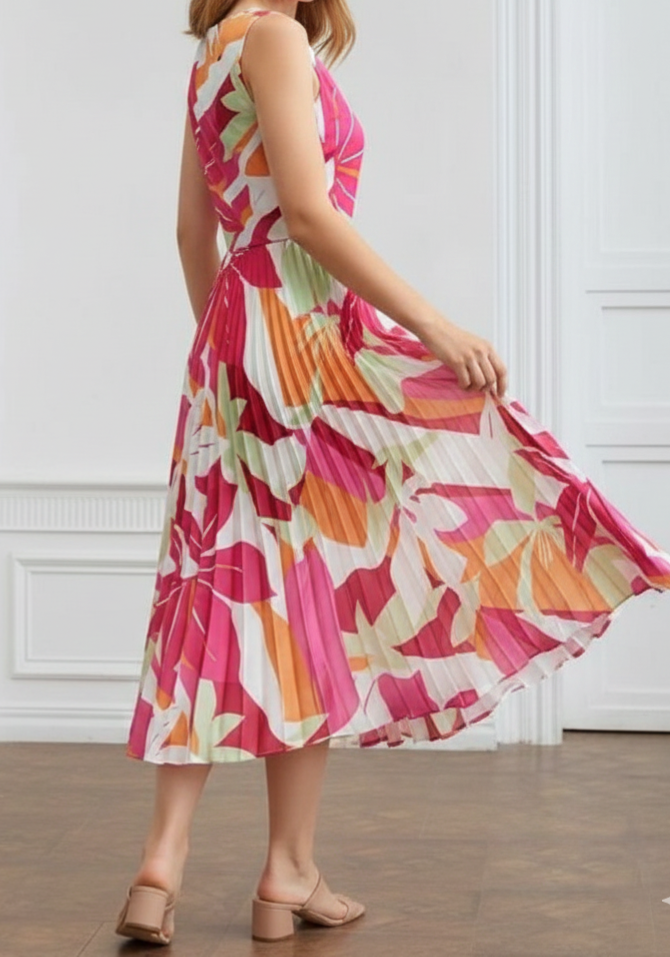 Vestido Midi Plisado Multicolor: Paquete mayoreo 3 piezas