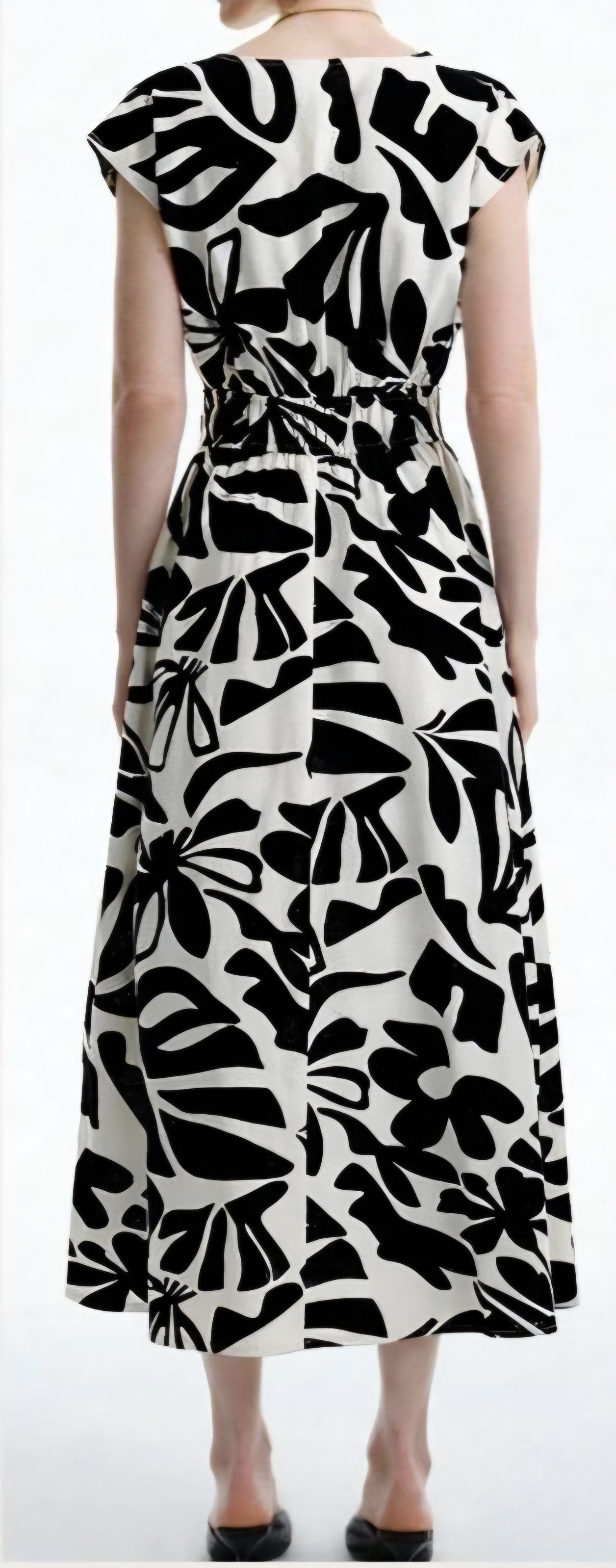 Vestido largo, blanco y negro cuello V: Paquete mayoreo 3 piezas