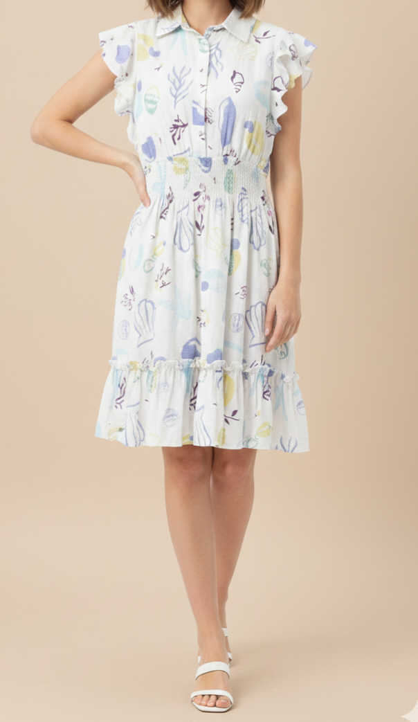 Vestido corto de conchas con fruncido: Paquete mayoreo 3 piezas