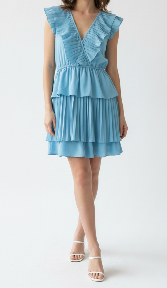 Vestido corto con 3 olanes: Paquete mayoreo 3 piezas