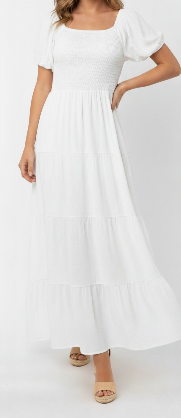 Vestido liso con resorte: Paquete mayoreo 3 piezas