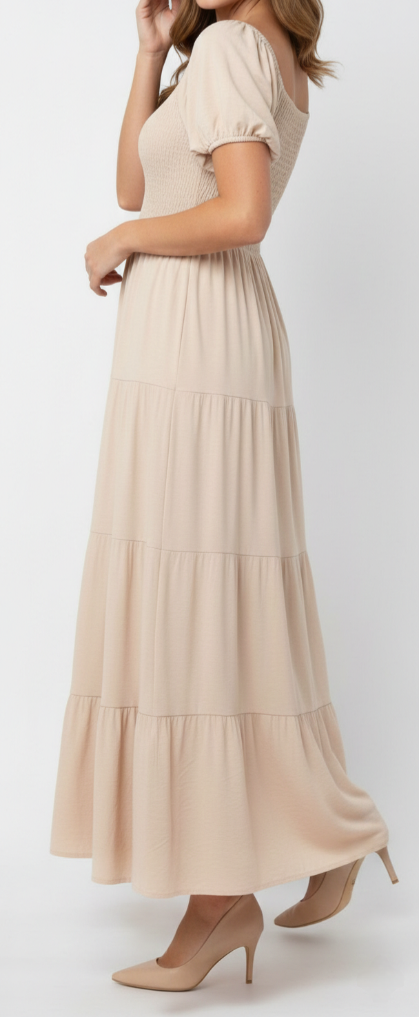 Vestido liso con resorte: Paquete mayoreo 3 piezas