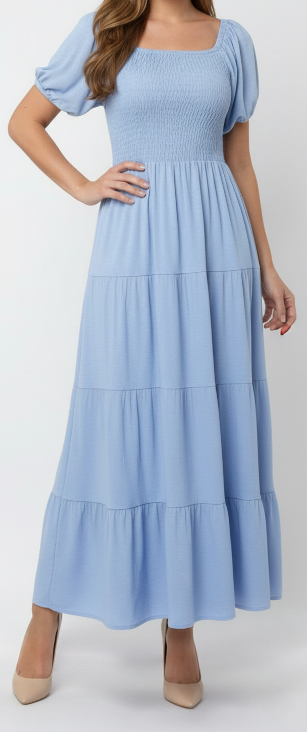 Vestido liso con resorte: Paquete mayoreo 3 piezas