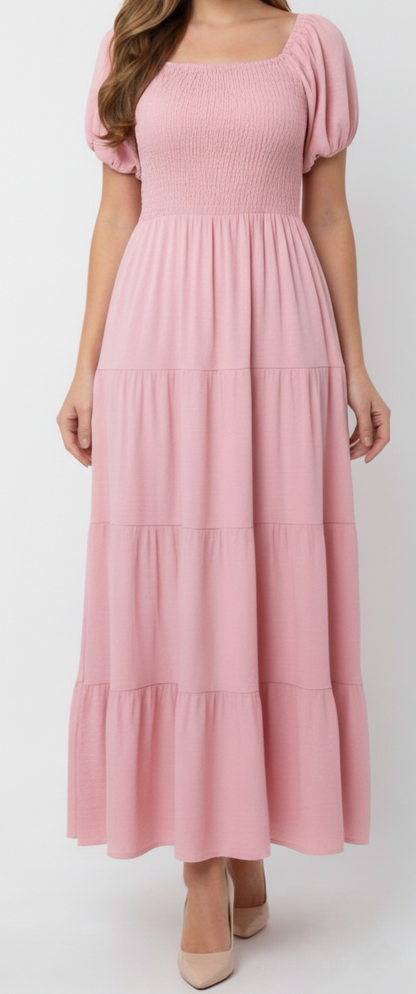 Vestido liso con resorte: Paquete mayoreo 3 piezas