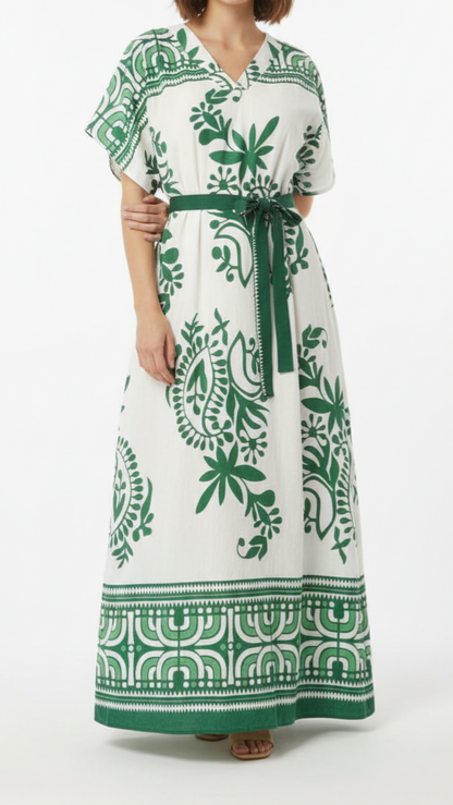 Vestido tipo bata con diseño botánico: Paquete mayoreo 3 piezas