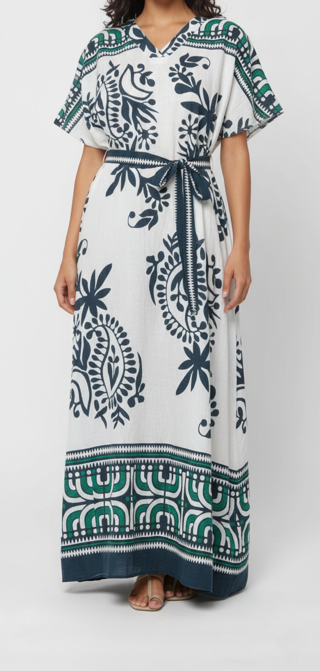 Vestido tipo bata con diseño botánico: Paquete mayoreo 3 piezas