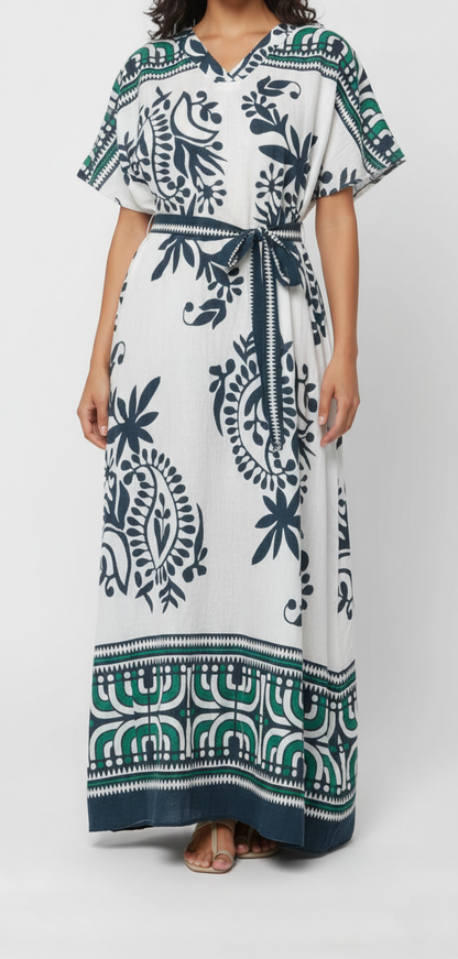 Vestido tipo bata con diseño botánico: Paquete mayoreo 3 piezas