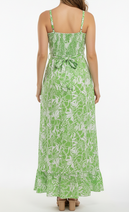 Vestido de tirante floral cruzado con olanes: Paquete mayoreo 3 piezas