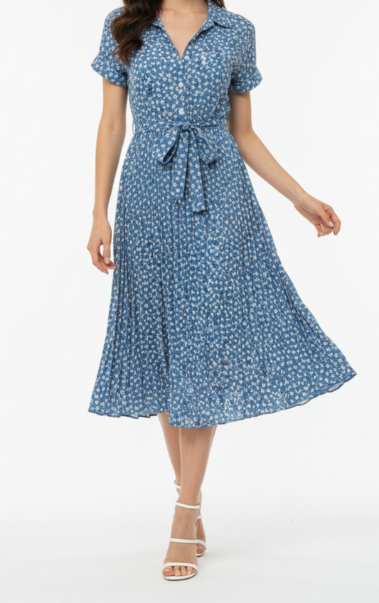 Vestido tipo camisero con flores: Paquete mayoreo 3 piezas