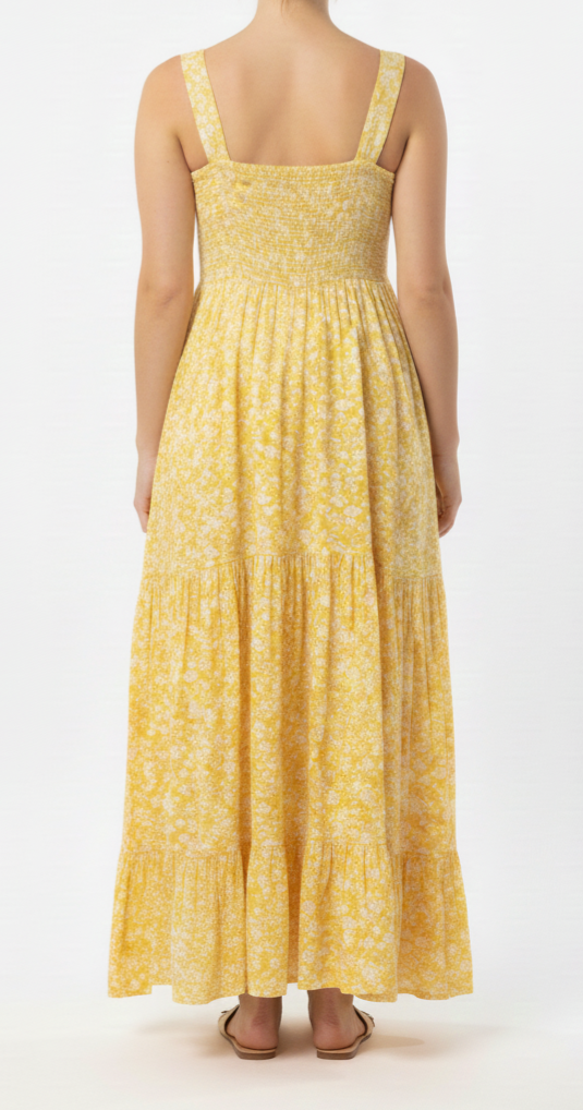 Vestido largo recto con flores: Paquete mayoreo 3 piezas