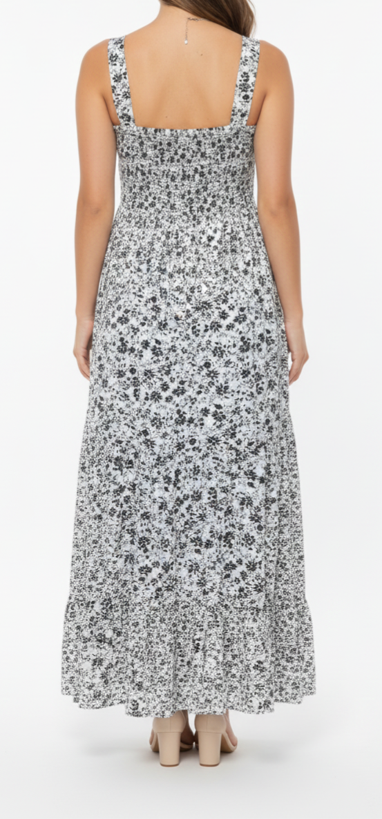 Vestido largo recto con flores: Paquete mayoreo 3 piezas