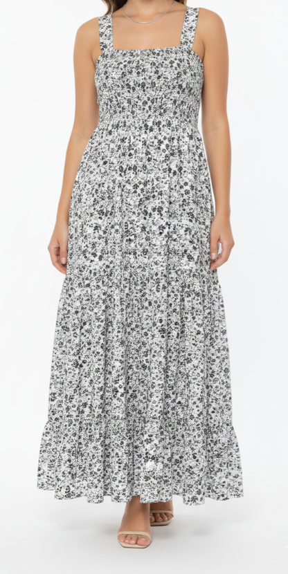 Vestido largo recto con flores: Paquete mayoreo 3 piezas