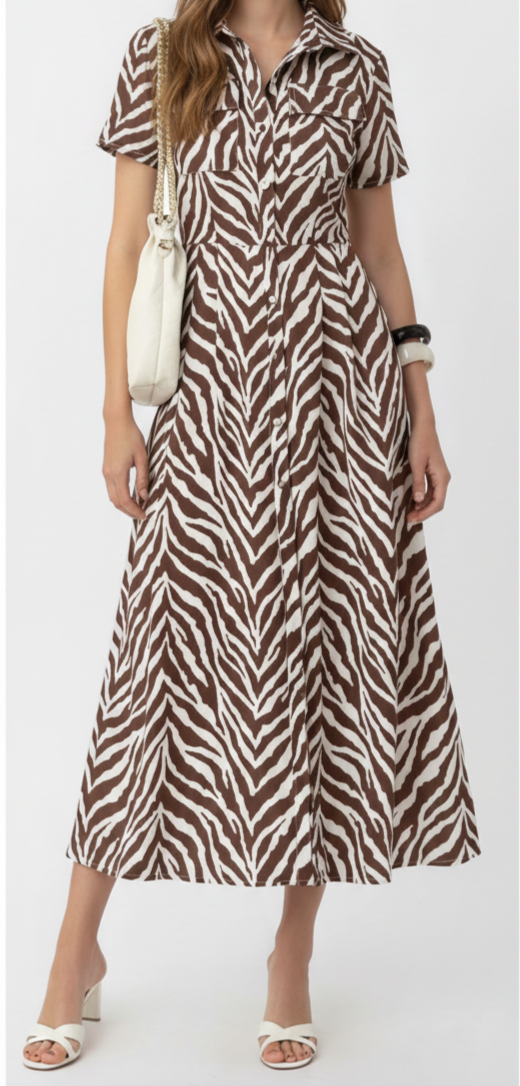 Vestido camisero con estampado de zebra: Paquete mayoreo 3 piezas