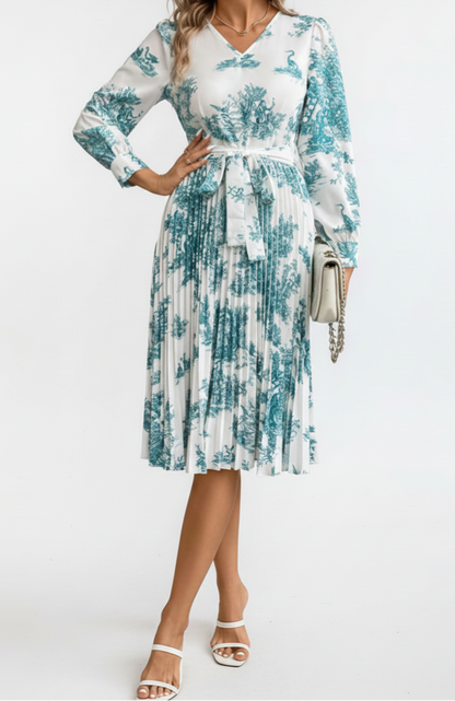 Vestido mindi manga larga plisado: Paquete mayoreo 3 piezas