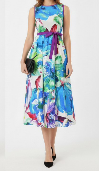 Vestido sin mangas acuarela con morado: Paquete mayoreo 3 piezas